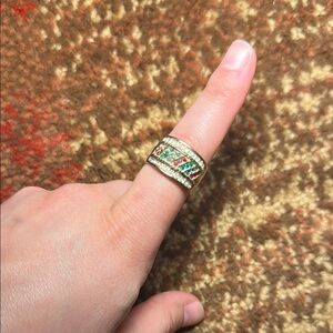 Elegant Gold and Multicolor Gemstone Ring